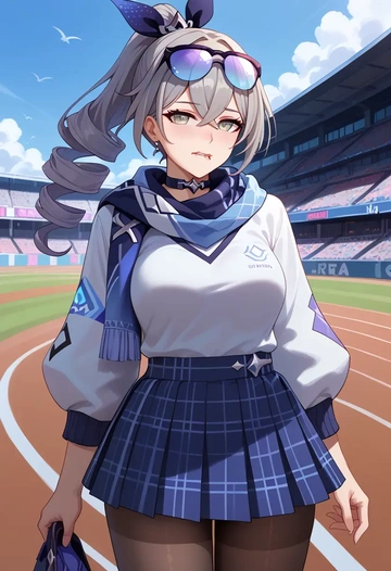 star rail,silver wolf,winter,student uniform,down jacket  - AI generated anime art